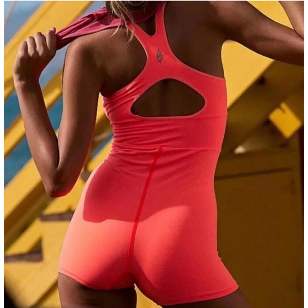 NWT Free People Movement Every Single Time Runsie Womens XS/S Coral Romper Tank